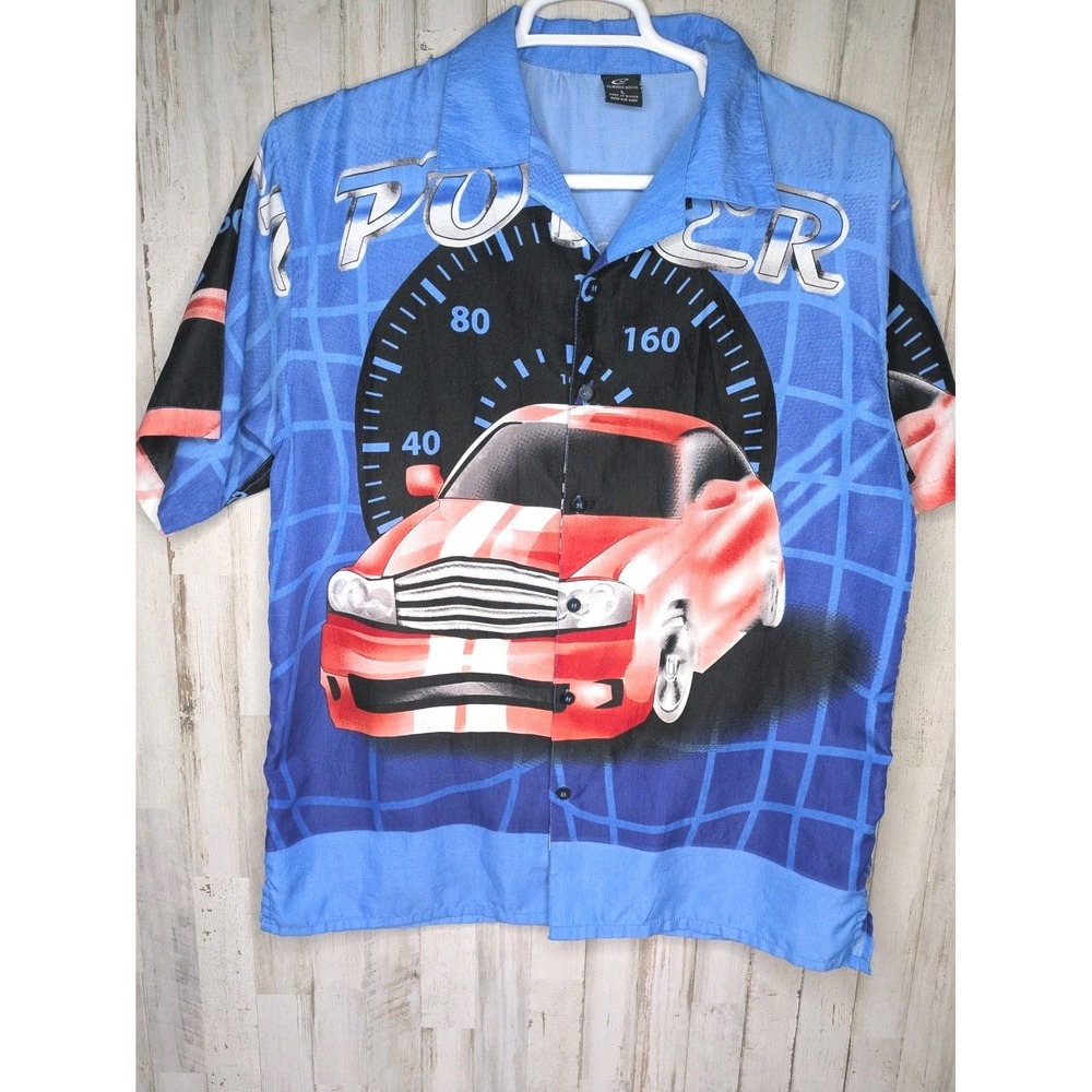 Vintage Claudio Nucci Shirt Russia Mens‎ L Car Power All Over Print Rare